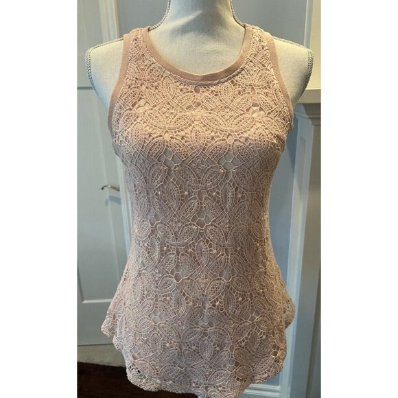 Sundance Sleeveless Top With Crochet Overlay Blush Women's Size Small - Picture 1 of 12